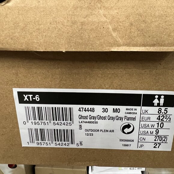 Salomon XT-6 Men's Size 9 Ghost Grey Grey Flannel 474448 - New - Picture 7 of 7